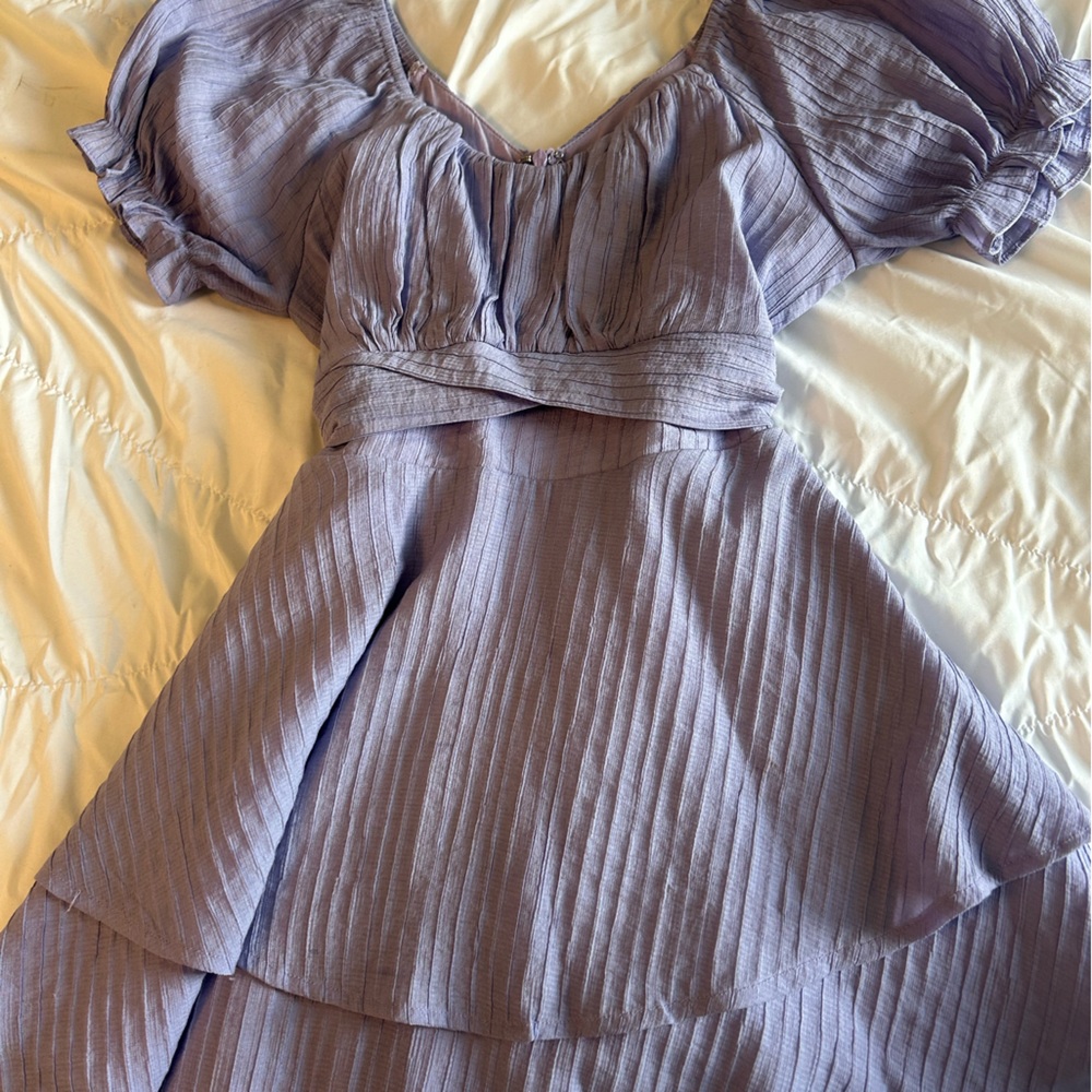 Katie J NYC Lilac Dress with Puff Sleeves